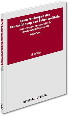 Beanstandungen der Kennzeichnung von Lebensmitteln von Klages,  Heiko