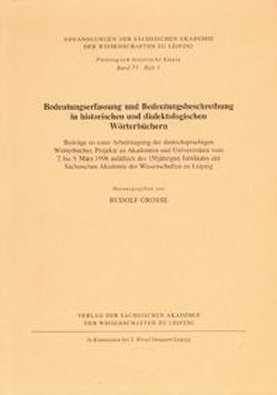 Bedeutungserfassung und Bedeutungsbeschreibung in historischen und dialektologischen Wörterbüchern von Große,  Rudolf