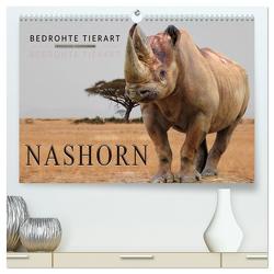 Bedrohte Tierart – Nashorn (hochwertiger Premium Wandkalender 2024 DIN A2 quer), Kunstdruck in Hochglanz von Roder,  Peter