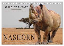 Bedrohte Tierart – Nashorn (Tischkalender 2024 DIN A5 quer), CALVENDO Monatskalender von Roder,  Peter