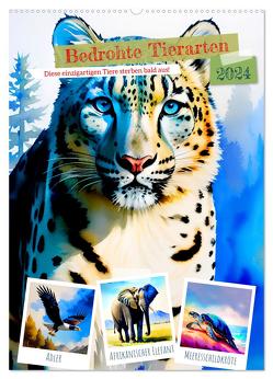 Bedrohte Tierarten 2024 (Wandkalender 2024 DIN A2 hoch), CALVENDO Monatskalender von Lehmann,  Steffani
