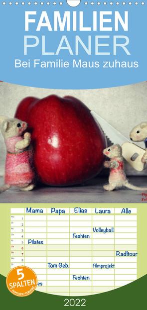 Familienplaner Bei Familie Maus zuhaus (Wandkalender 2022 , 21 cm x 45 cm, hoch) von Hain,  Sarah, Hultsch,  Heike