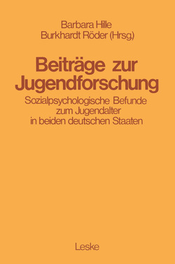 Beiträge zur Jugendforschung von Hille,  Barbara, Roeder,  Burkhard