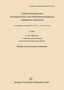 Beiträge zur Spurenanalyse im Reinsteisen von Koch,  Walter