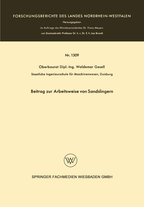 Beitrag zur Arbeitsweise von Sandslingern von Gesell,  Waldemar