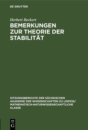 Bemerkungen zur Theorie der Stabilität von Beckert,  Herbert