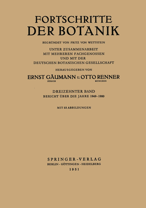 Bericht über die Jahre 1949–1950 von Beyschlag,  Wolfram, Büdel,  Burkhard, Cushman,  John, Francis,  Dennis, Lüttge,  Ulrich