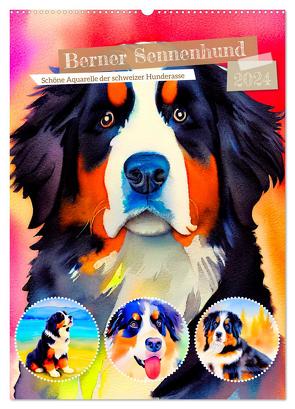 Berner Sennenhund 2024. Schöne Aquarelle der schweizer Hunderasse (Wandkalender 2024 DIN A2 hoch), CALVENDO Monatskalender von Lehmann,  Steffani