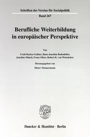 Berufliche Weiterbildung in europäischer Perspektive. von Timmermann,  Dieter