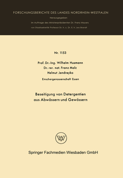 Beseitigung von Detergentien aus Abwässern und Gewässern von Husmann,  Wilhelm