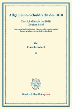 Besonderes Schuldrecht des BGB. von Binding,  Karl, Leonhard,  Franz