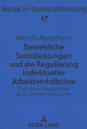 Betriebliche Sozialleistungen und die Regulierung individueller Arbeitsverhältnisse von Abraham,  Martin