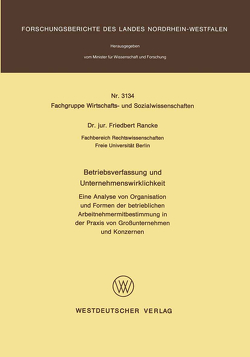 Betriebsverfassung und Unternehmenswirklichkeit von Rancke,  Friedbert