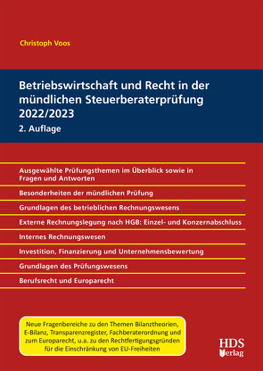 Betriebswirtschaft und Recht in der mündlichen Steuerberaterprüfung 2022/2023 von Voos,  Christoph