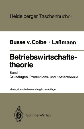 Betriebswirtschaftstheorie von Busse von Colbe,  Walther, Lassmann,  Gert