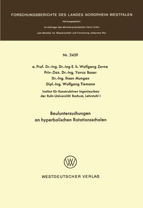 Beuluntersuchungen an hyperbolischen Rotationsschalen von Zerna,  Wolfgang