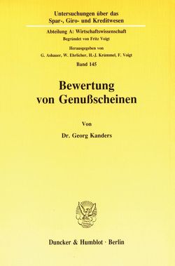 Bewertung von Genußscheinen. von Kanders,  Georg