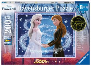 Ravensburger Kinderpuzzle – 12952 Bezaubernde Schwestern – Disney Frozen Puzzle für Kinder ab 8 Jahren, mit 200 Teilen im XXL-Format, Leuchtet im Dunkeln