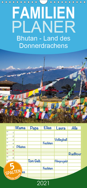 Bhutan – Land des Donnerdrachens – Familienplaner hoch (Wandkalender 2021 , 21 cm x 45 cm, hoch) von Rusch - www.w-rusch.de,  Winfried