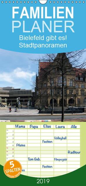 Bielefeld gibt es! Stadtpanoramen – Familienplaner hoch (Wandkalender 2019 , 21 cm x 45 cm, hoch) von Schwarzer,  Kurt