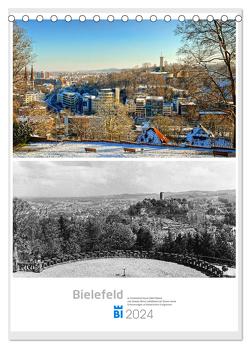 Bielefelder Fotomotive heute und damals mit historischen Ereignissen (Tischkalender 2024 DIN A5 hoch), CALVENDO Monatskalender von Kloss,  Wolf