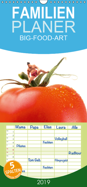 BIG-FOOD-ART – Familienplaner hoch (Wandkalender 2019 , 21 cm x 45 cm, hoch) von Holz,  Jürgen