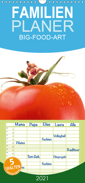 BIG-FOOD-ART – Familienplaner hoch (Wandkalender 2021 , 21 cm x 45 cm, hoch) von Holz,  Jürgen