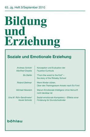 Bildung und Erziehung / Soziale und emotionale Erziehung von Paschen,  Harm, Röhr-Sendlmeier,  Una