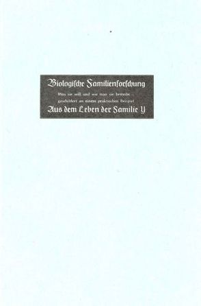 Biologische Familienforschung von Zimmermann,  Werner