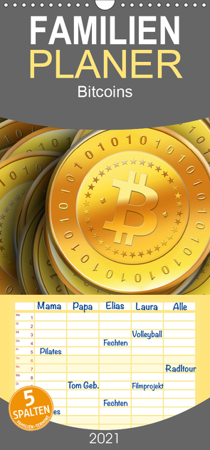 Bitcoins – Familienplaner hoch (Wandkalender 2021 , 21 cm x 45 cm, hoch) von Wallets,  BTC