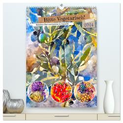 Bitte Vegetarisch! – Beliebtes Obst und Gemüse in Aquarell (hochwertiger Premium Wandkalender 2024 DIN A2 hoch), Kunstdruck in Hochglanz von Frost,  Anja