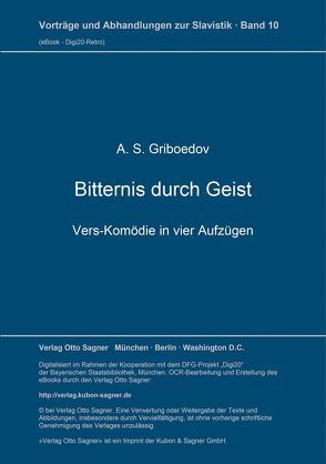 Bitternis durch Geist von Bächtold,  Rudolf, Griboedov,  A. S.
