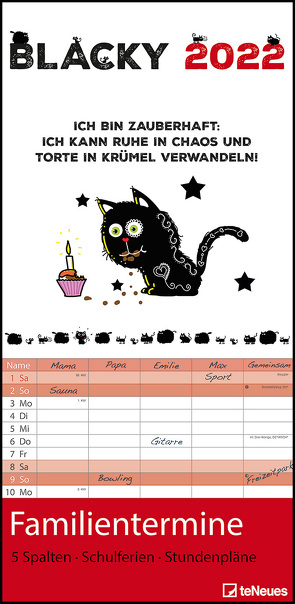 Blacky 2022 Familienplaner – Familien-Timer – Termin-Planer – Kinder-Kalender – Familien-Kalender – 22×45 von Holzach,  Alexander