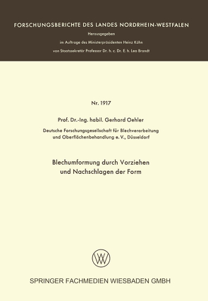 Blechumformung durch Vorziehen und Nachschlagen der Form von Oehler,  Gerhard