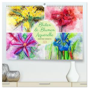Blüten & Blumen Aquarelle – Farbenfrohe Schönheiten (hochwertiger Premium Wandkalender 2024 DIN A2 quer), Kunstdruck in Hochglanz von Frost,  Renate Frost,  Anja