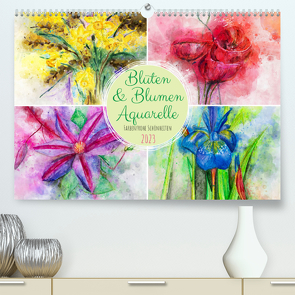 Blüten & Blumen Aquarelle – Farbenfrohe Schönheiten (Premium, hochwertiger DIN A2 Wandkalender 2023, Kunstdruck in Hochglanz) von Frost,  Anja, Frost,  Renate