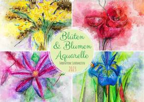 Blüten & Blumen Aquarelle – Farbenfrohe Schönheiten (Wandkalender 2023 DIN A2 quer) von Frost,  Anja, Frost,  Renate