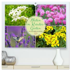 Blüten im Kräuter-Garten (hochwertiger Premium Wandkalender 2024 DIN A2 quer), Kunstdruck in Hochglanz von CALVENDO,  CALVENDO