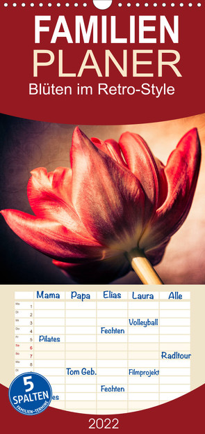Familienplaner Blüten im Retro-Style (Wandkalender 2022 , 21 cm x 45 cm, hoch) von Fleiß und Karsten Schütt,  Ursula