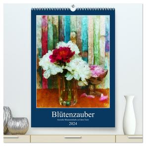 Blütenzauber – Gemalte Blumensträuße auf dem Tisch (hochwertiger Premium Wandkalender 2024 DIN A2 hoch), Kunstdruck in Hochglanz von Frost,  Anja