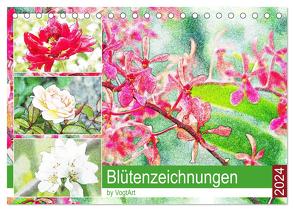 Blütenzeichnungen (Tischkalender 2024 DIN A5 quer), CALVENDO Monatskalender von VogtArt,  VogtArt