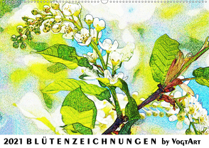 Blütenzeichnungen (Wandkalender 2021 DIN A2 quer) von VogtArt