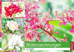 Blütenzeichnungen (Wandkalender 2022 DIN A3 quer) von VogtArt