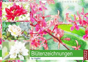 Blütenzeichnungen (Wandkalender 2022 DIN A4 quer) von VogtArt