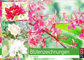 Blütenzeichnungen (Wandkalender 2023 DIN A2 quer) von VogtArt