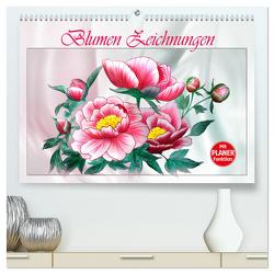 Blumen-Zeichnungen (hochwertiger Premium Wandkalender 2024 DIN A2 quer), Kunstdruck in Hochglanz von Djeric,  Dusanka