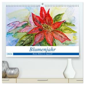 Blumenjahr – Bunte Blüten in Aquarell (hochwertiger Premium Wandkalender 2024 DIN A2 quer), Kunstdruck in Hochglanz von Rebel,  Gudrun