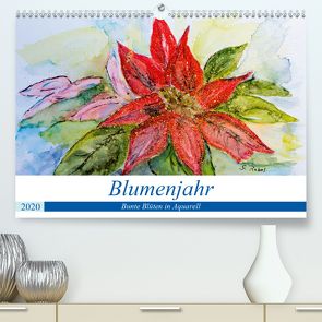 Blumenjahr – Bunte Blüten in Aquarell (Premium, hochwertiger DIN A2 Wandkalender 2020, Kunstdruck in Hochglanz) von Rebel,  Gudrun