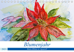 Blumenjahr – Bunte Blüten in Aquarell (Tischkalender 2021 DIN A5 quer) von Rebel,  Gudrun
