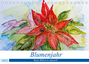 Blumenjahr – Bunte Blüten in Aquarell (Tischkalender 2022 DIN A5 quer) von Rebel,  Gudrun